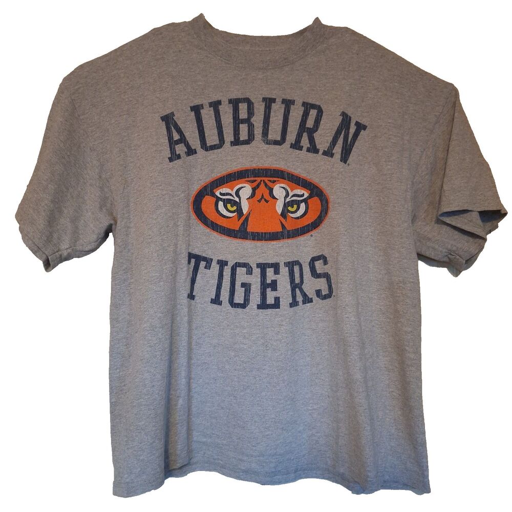 Vintage Auburn Tigers Shirt Mens XL Gray Short Sleeve Graphic Logo *